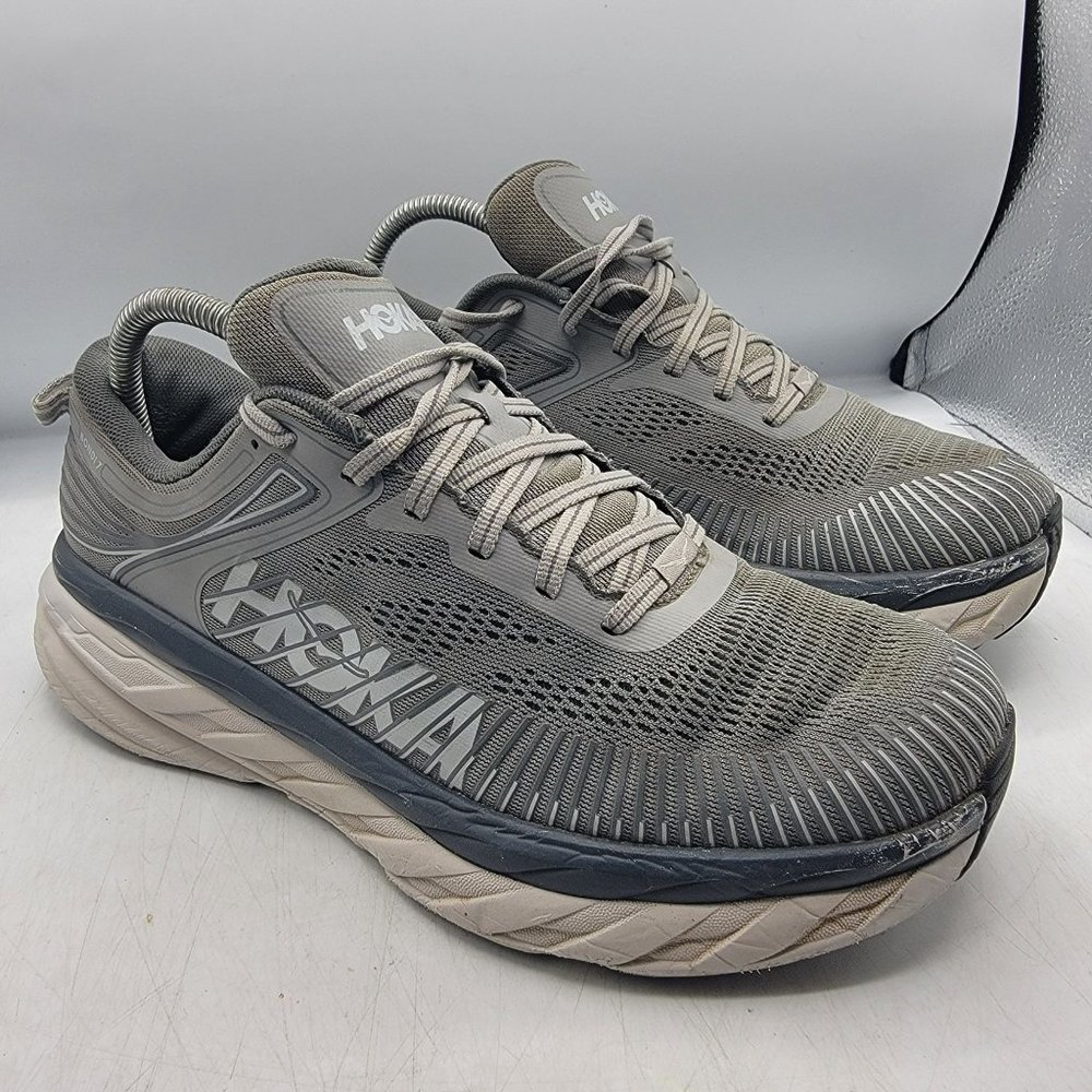 Hoka One One Bondi 7 Mens 8.5 Wild Dove Gray Sneaker Shoes Athletic 1110518 WDDS